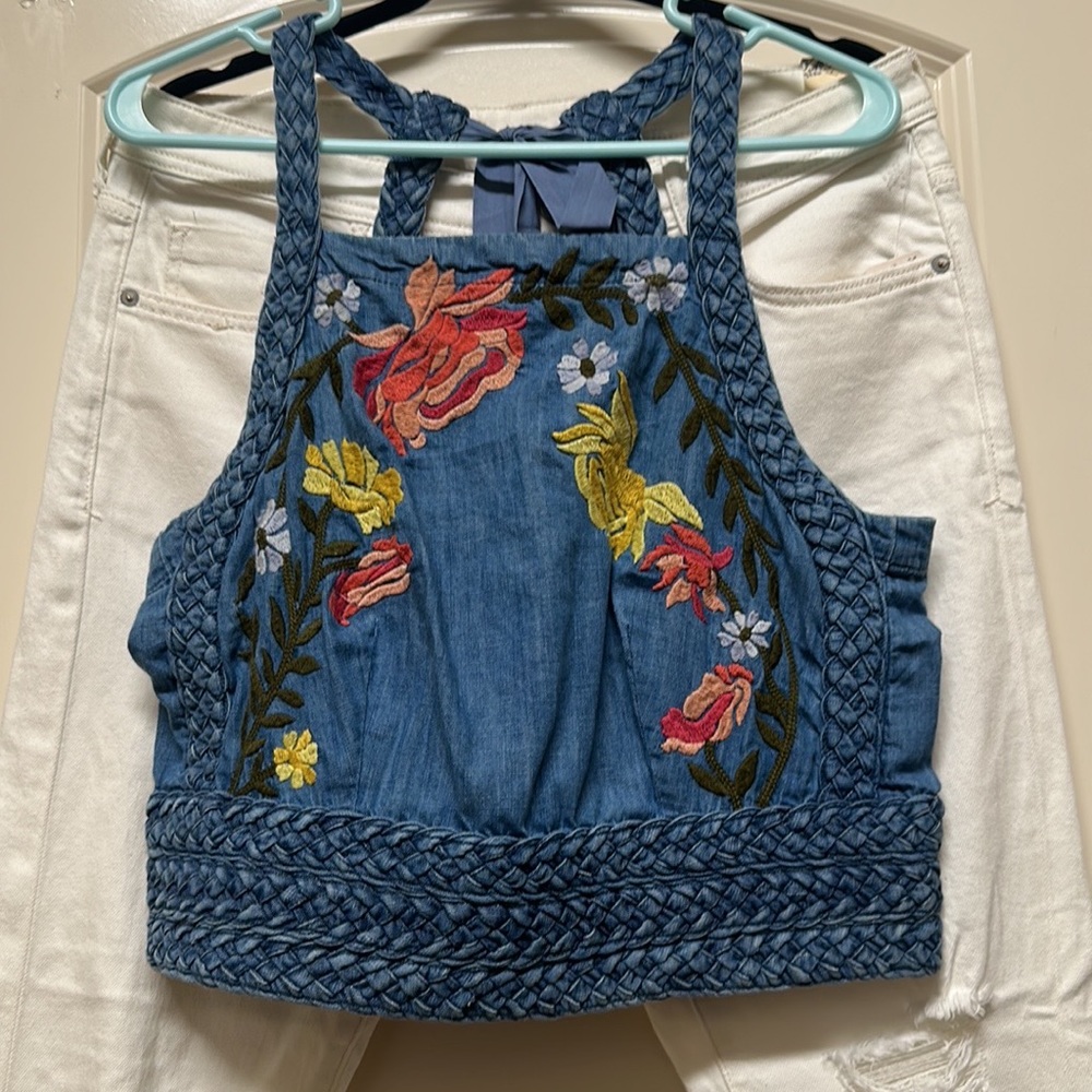 Anthropologie Pilcro Embroidered Top